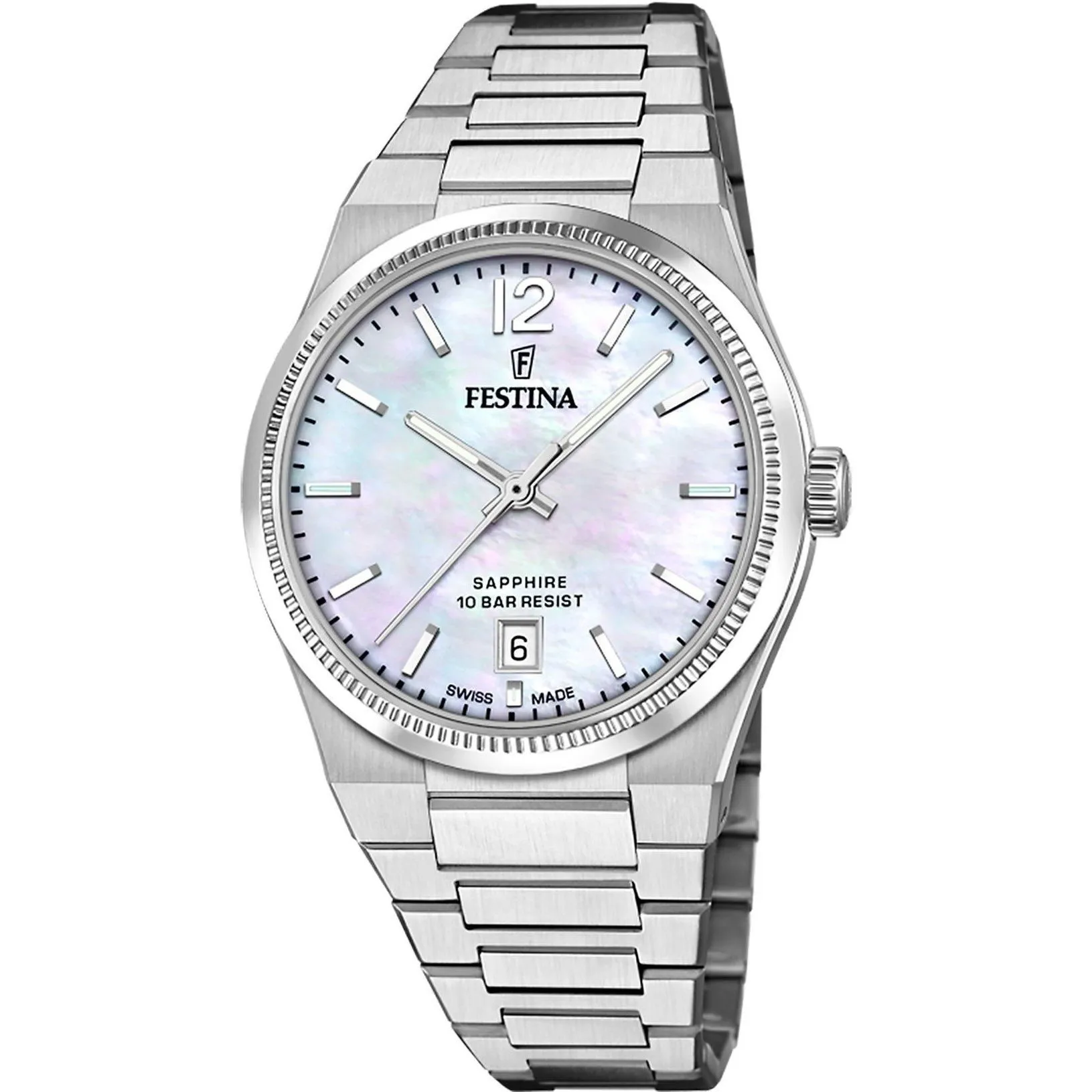 Festina Swiss Made 20052/1 zegarek damski na bransolecie z perłową tarczą