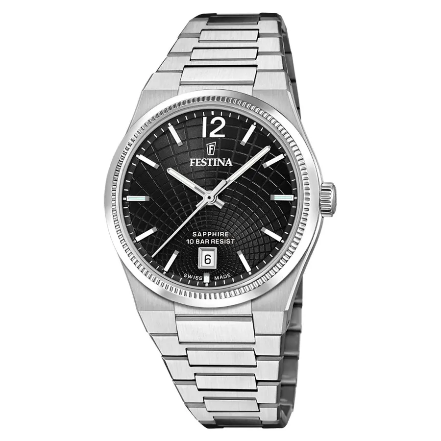 Festina Swiss Made 20052/8 zegarek damski na bransolecie z czarną tarczą