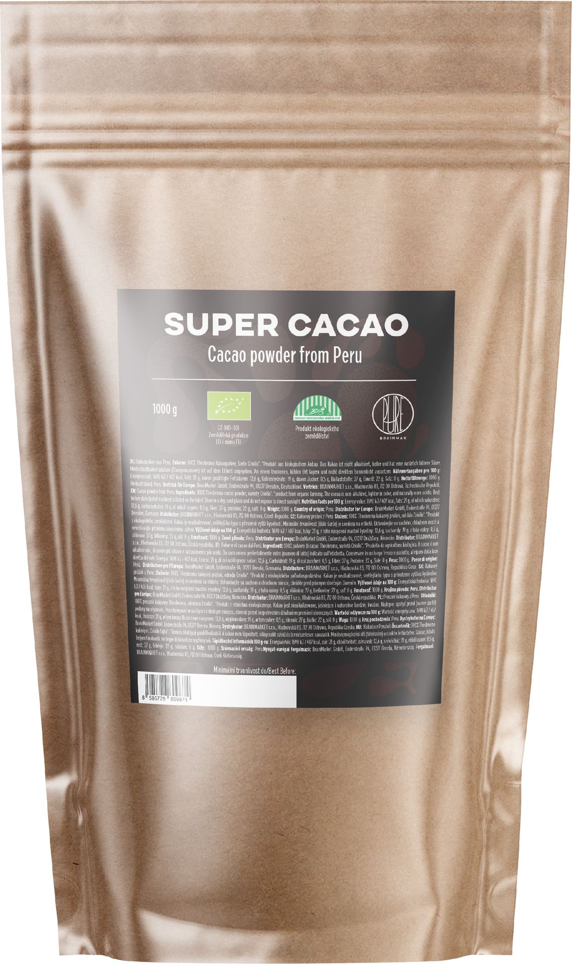 BrainMax Pure Super kakao z Peru, BIO Waga: 1000 g