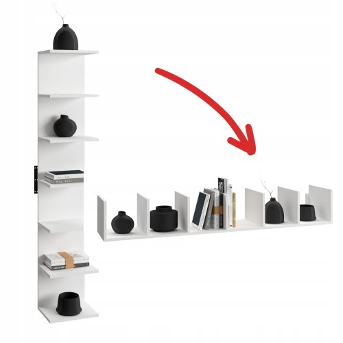 PÓŁKA ŚCIENNA WISZĄCA DUŻA REGAŁ Z PRZEGRÓDKAMI, długość: 155 cm BIAŁY MAT