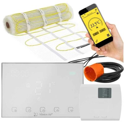 Mata grzewcza pod płytki MISSION AIR MA-160W/m² 12 m² (24 m x 50 cm) + regulator Gemini White WiFi