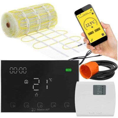 Mata grzewcza pod płytki MISSION AIR MA-160W/m² 14 m² (28 m x 50 cm) + regulator Gemini Czarny WiFi
