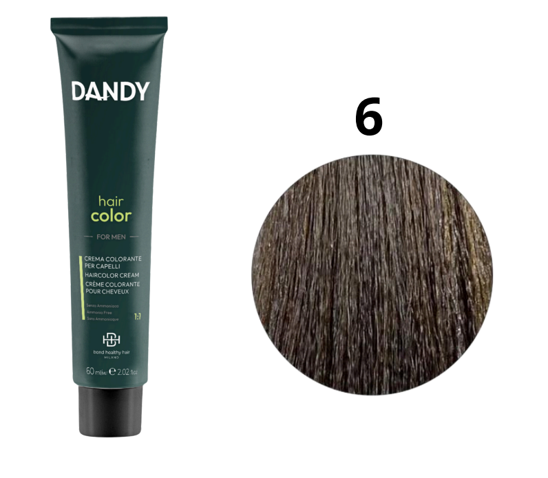 Dandy Hair Color, krem koloryzujący Cover 6, ciemny bląd, 60ml