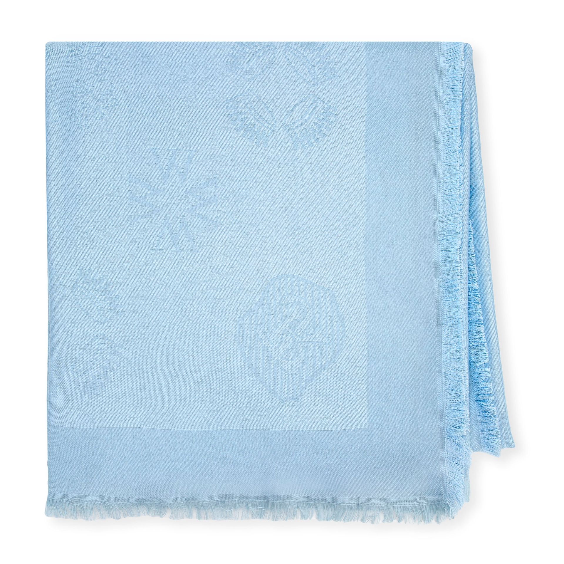 Damski szal z bambusem w monogram jasny niebieski