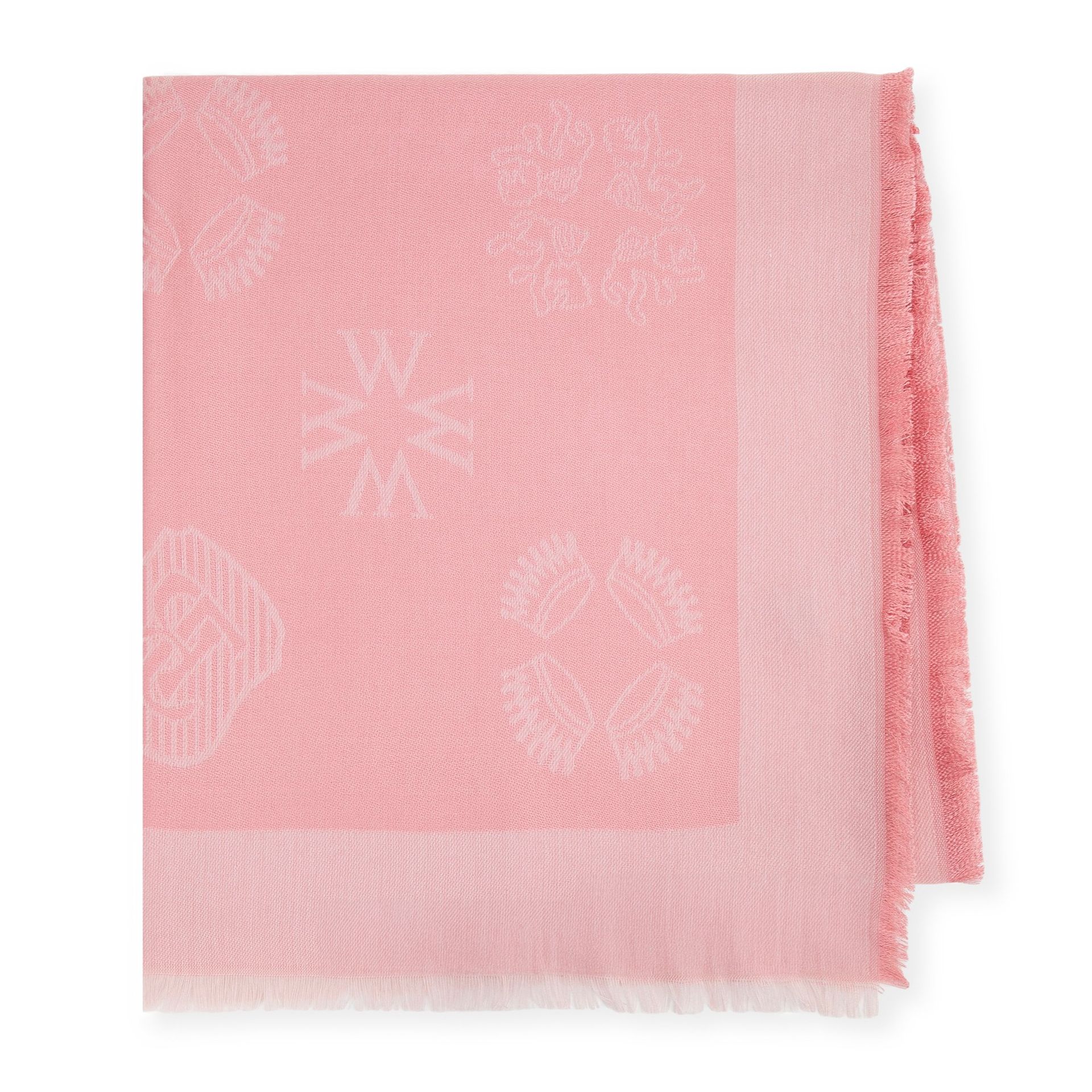 Damski szal z bambusem w monogram różowy