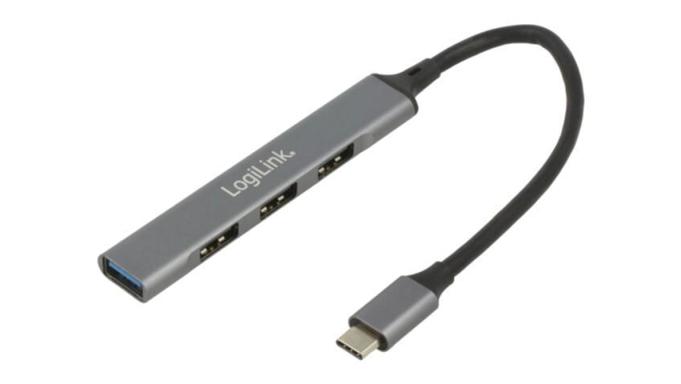UA0392 Hub USB, USB A gniazdo x4, USB C wtyk, USB 3.2, PnP, szary, 5Gbps