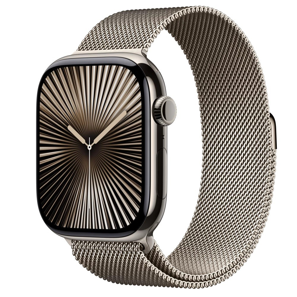 Apple Watch 10 GPS + Cellular 46mm naturalny tytan bransoleta mediolańska Naturalna S/M Złoty