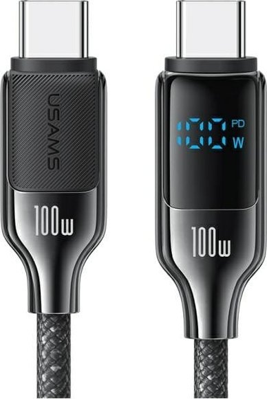 Kabel USB Usams USAMS Kabel USB-C na USB-C 100W 1,2m Digital Display Zinc Alloy Fast Charging Data Cable HX Series SJ742USB01 (US-SJ742)