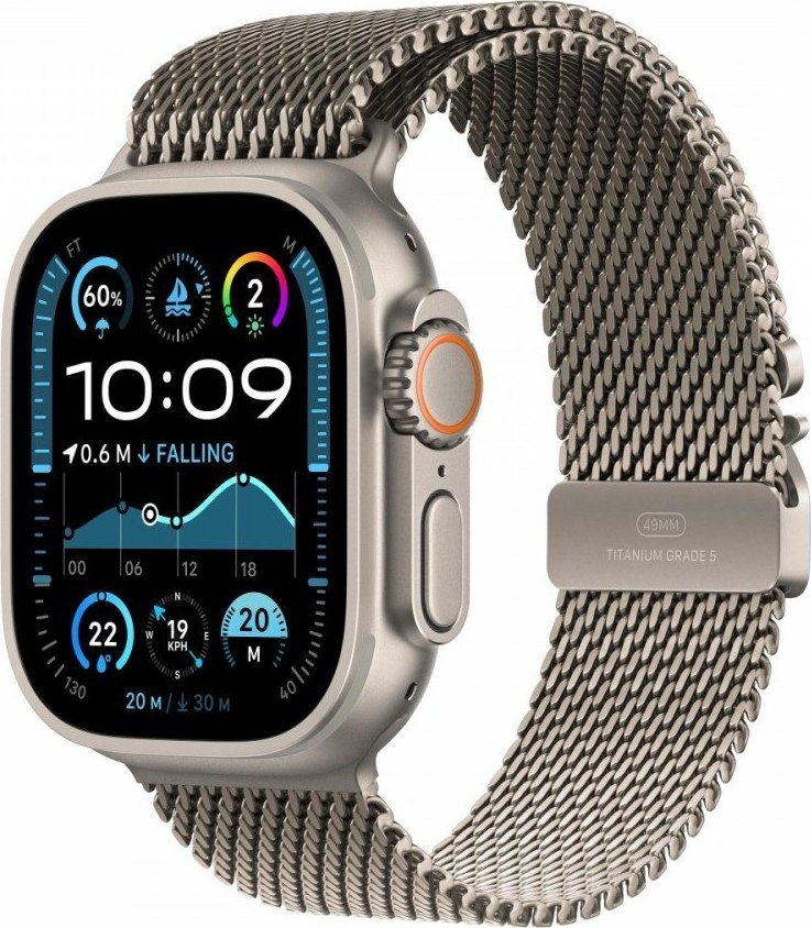 Apple Watch Ultra 2 GPS + Cellular 49mm Tytan Naturalny z Bransoletą mediolańską M Naturalny