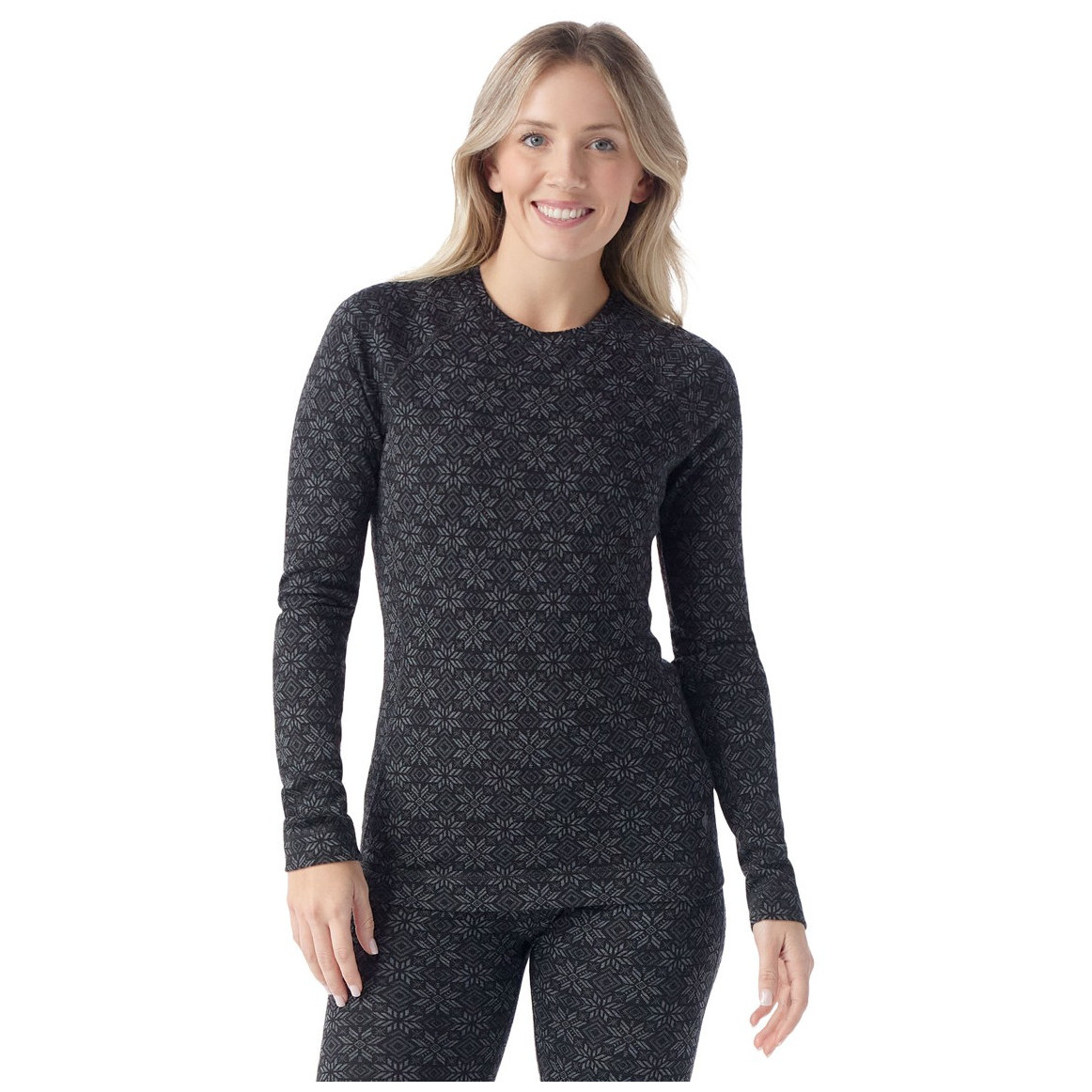 Damska koszulka Smartwool W Classic Thermal Merino BL Crew Boxed Rozmiar: L / Kolor: czarny/biały