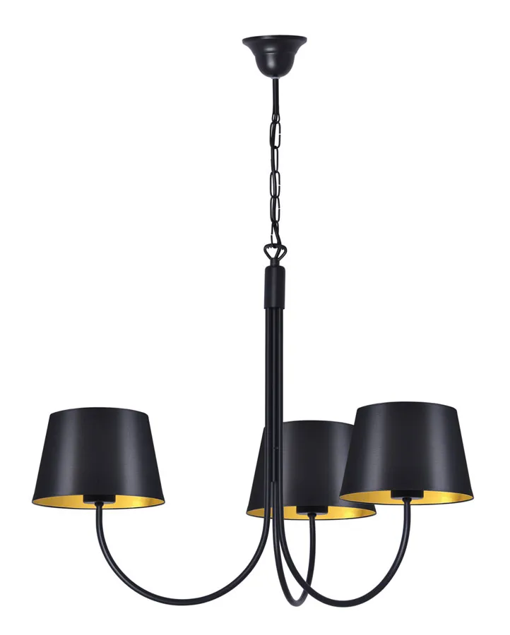 Czarny klasyczny żyrandol z 3 abażurami - A798 K8-H65