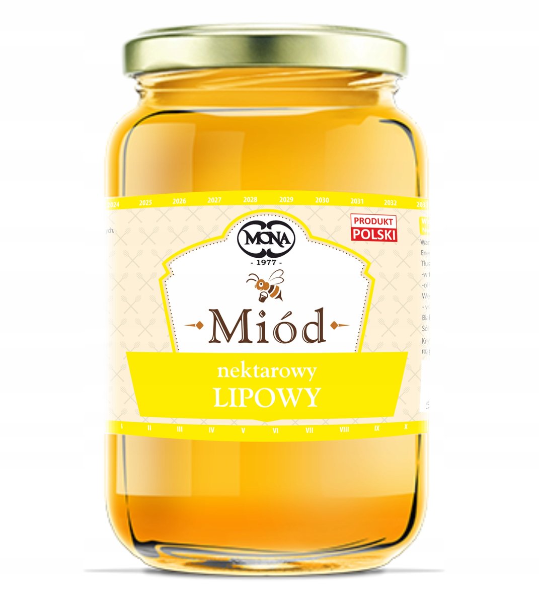 Miód nektarowy lipowy naturalny 1,2kg MONA 1200g
