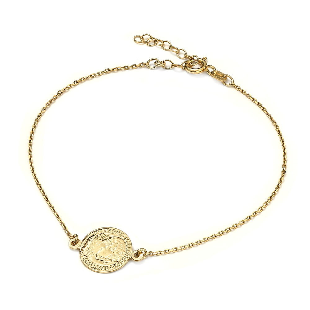 Srebrna bransoletka pozłacana z monetą