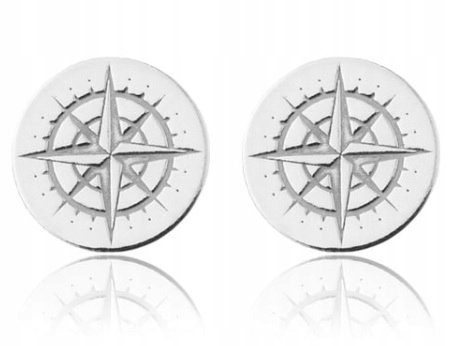 KOLCZYKI sztyfty RÓŻA WIATRÓW NESW SREBRO 925