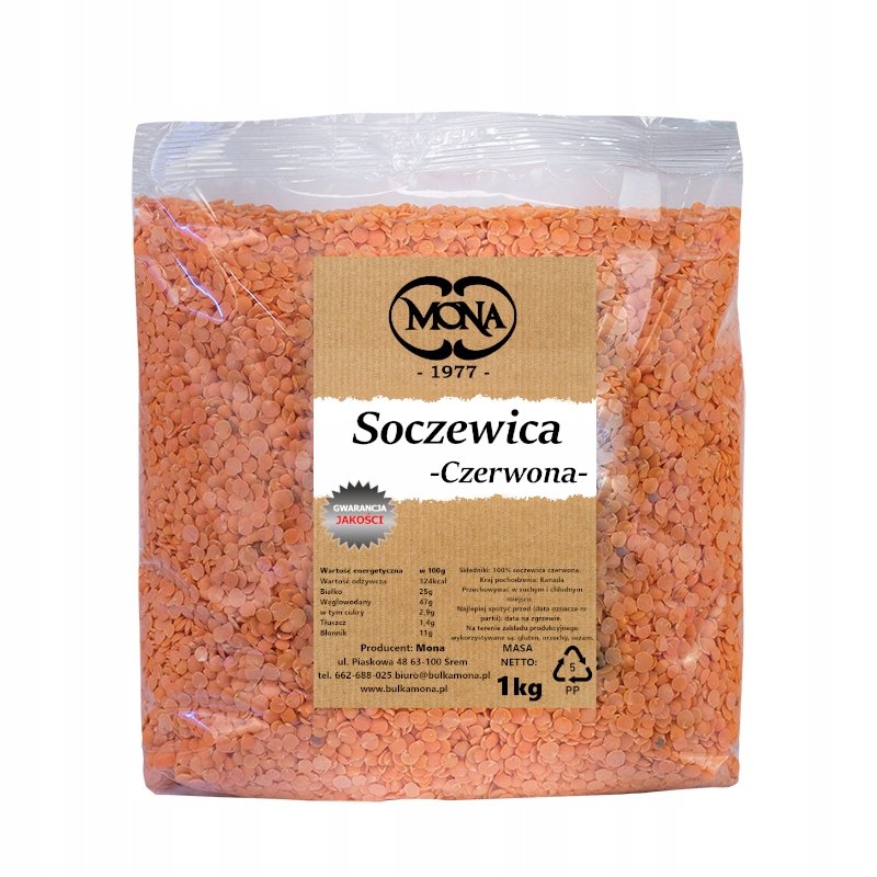 Soczewica czerwona MONA 1kg PREMIUM