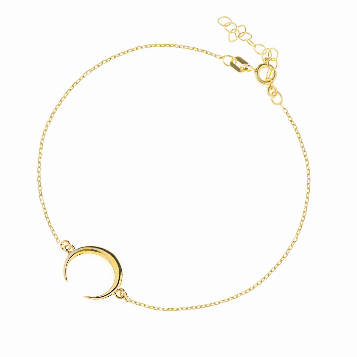 Srebrna bransoletka pozłacana z zawieszką dwuróg, półksiężyc