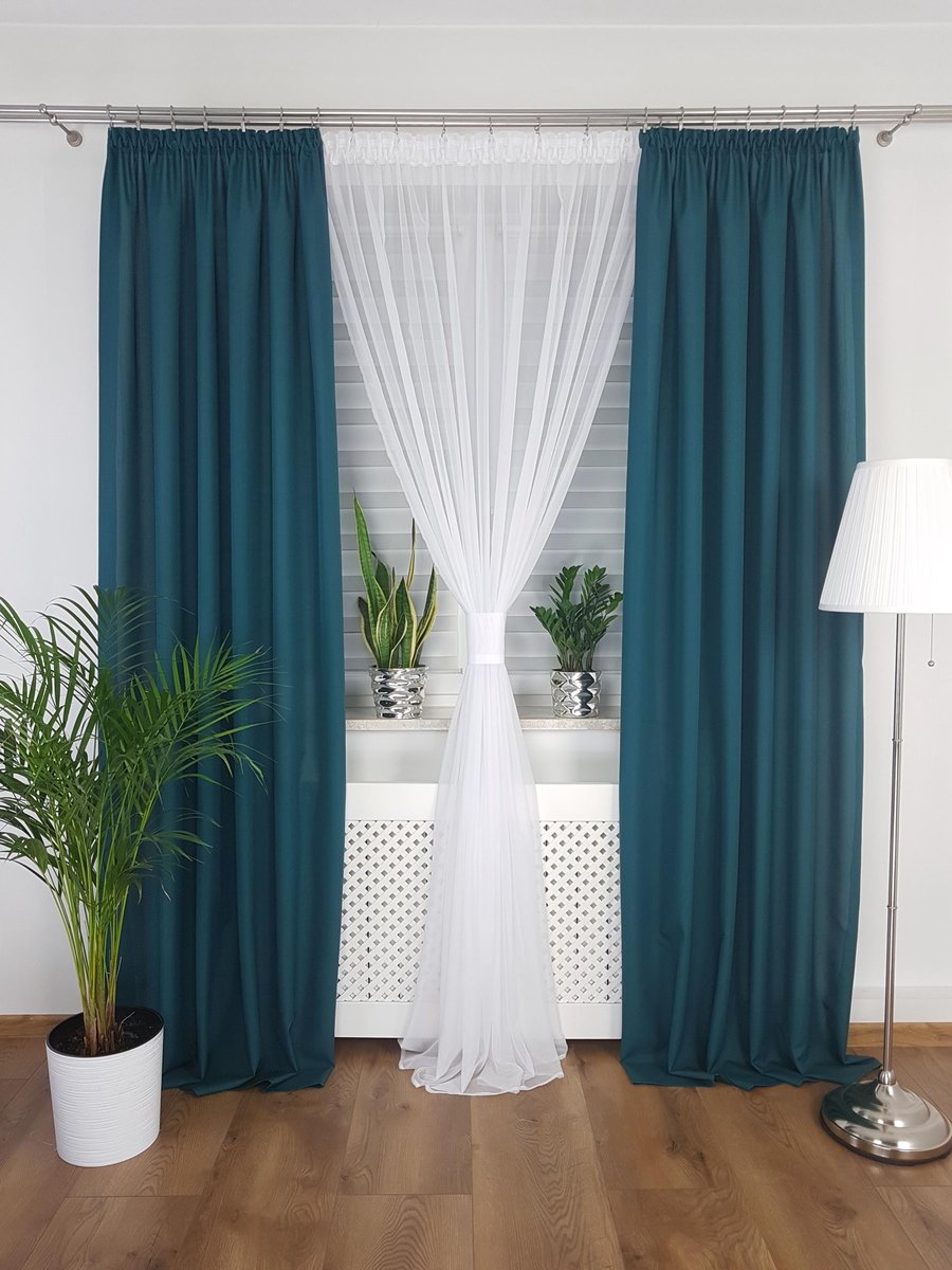 Zasłona gotowa na taśmie- butelkowa zieleń, zasłona dekoracyjna salon