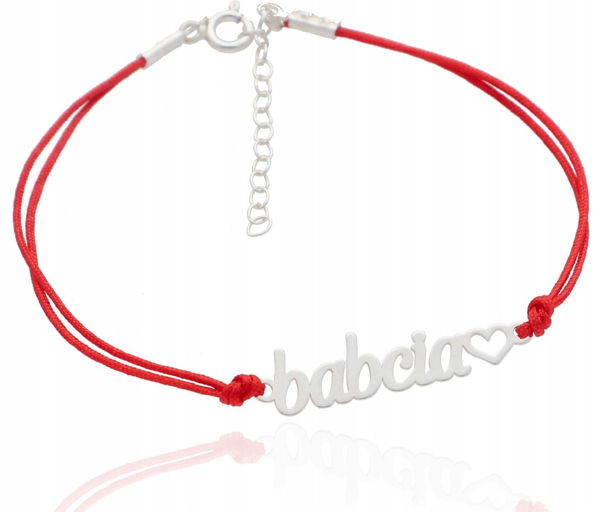 Srebrna bransoletka sznurkowa dla babci srebro 925 BABCIA DZIEŃ BABCI 17cm