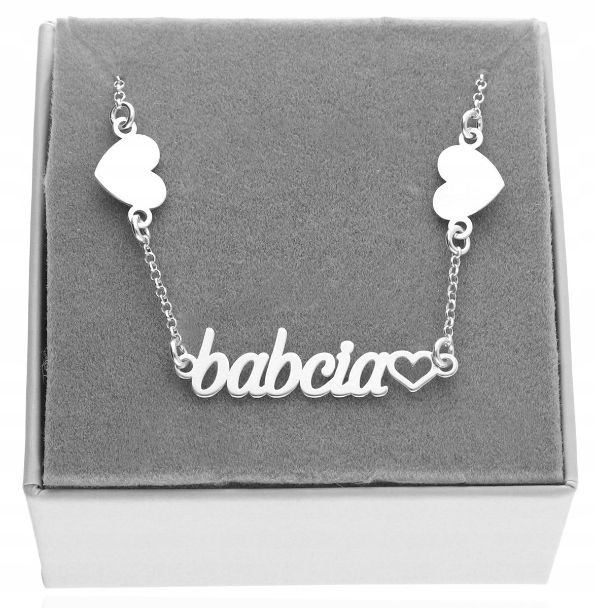 Srebrna bransoletka BABCIA dla babci Dzień Babci serce srebro 925 GRAWER 21