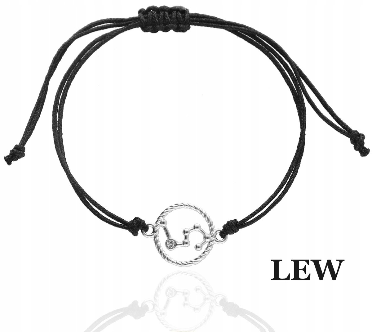 SREBRNA bransoletka sznurkowa LEW znak zodiaku srebro925 kolory