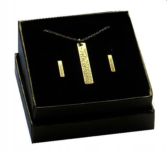 Złoty Komplet CELEBRYTKA blaszka prostokąt srebro 925