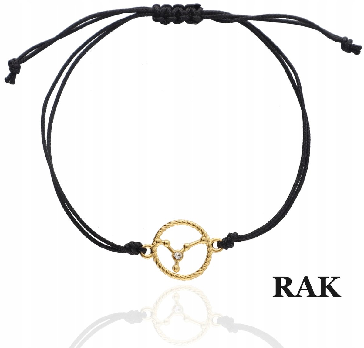 ZŁOTA bransoletka sznurkowa RAK znak zodiaku srebro 925 kolory