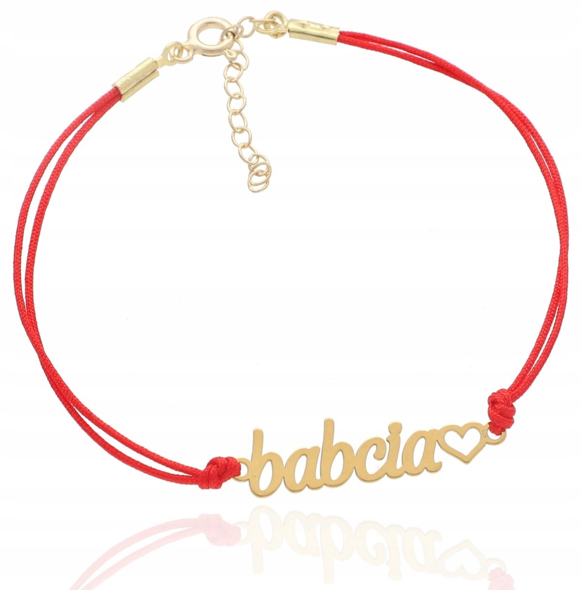 Złota bransoletka sznurkowa dla babci srebro 925 BABCIA DZIEŃ BABCI 17cm
