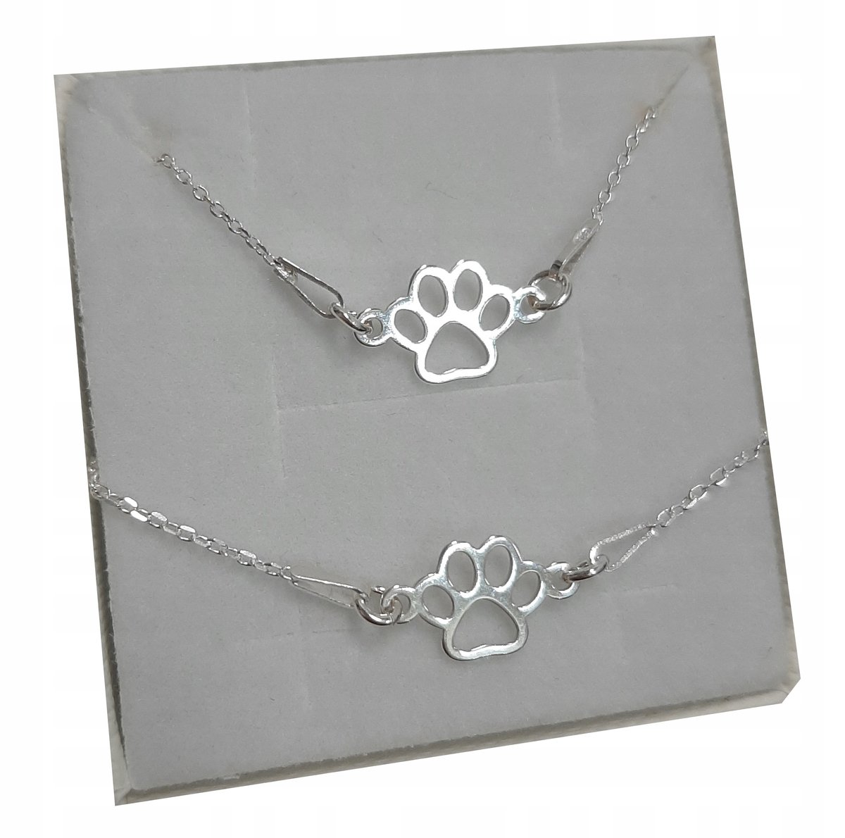 Komplet srebrny z łapka psa kota srebro 925