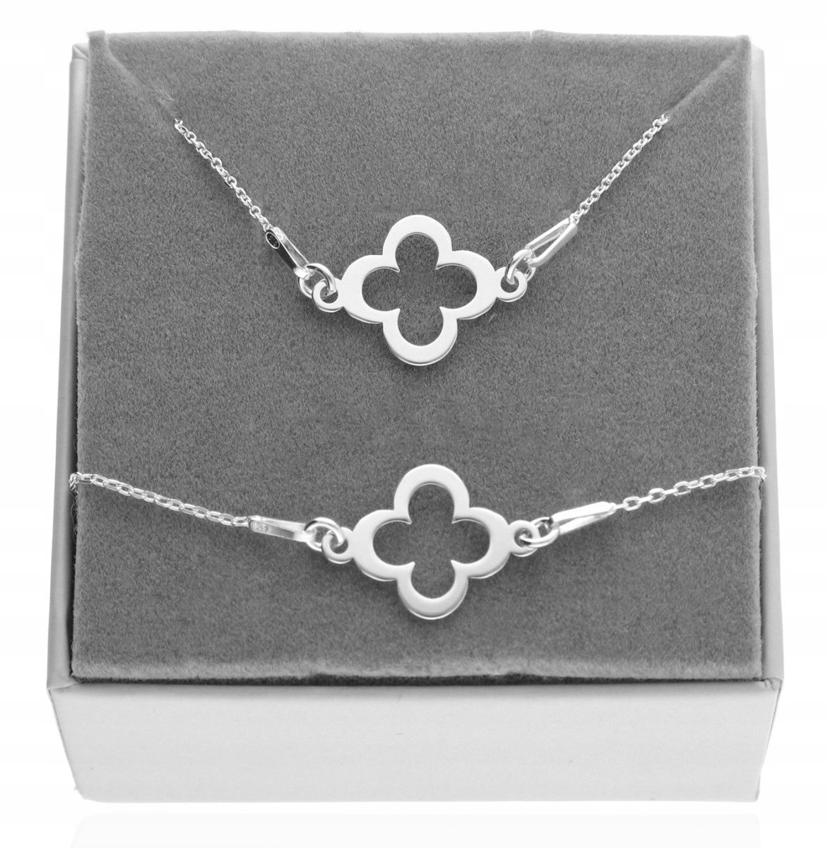 Komplet biżuterii srebrnej z koniczynką koniczynka GRAWER srebro 925