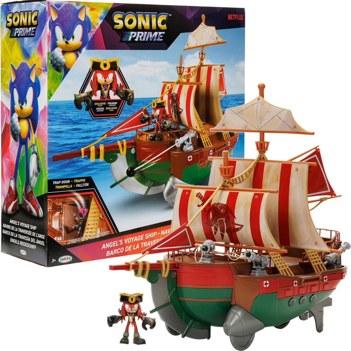 SONIC PRIME THE HEDGEHOG JAKKS PACIFIC OKRĘT STATEK PIRACKI + KNUCKLES