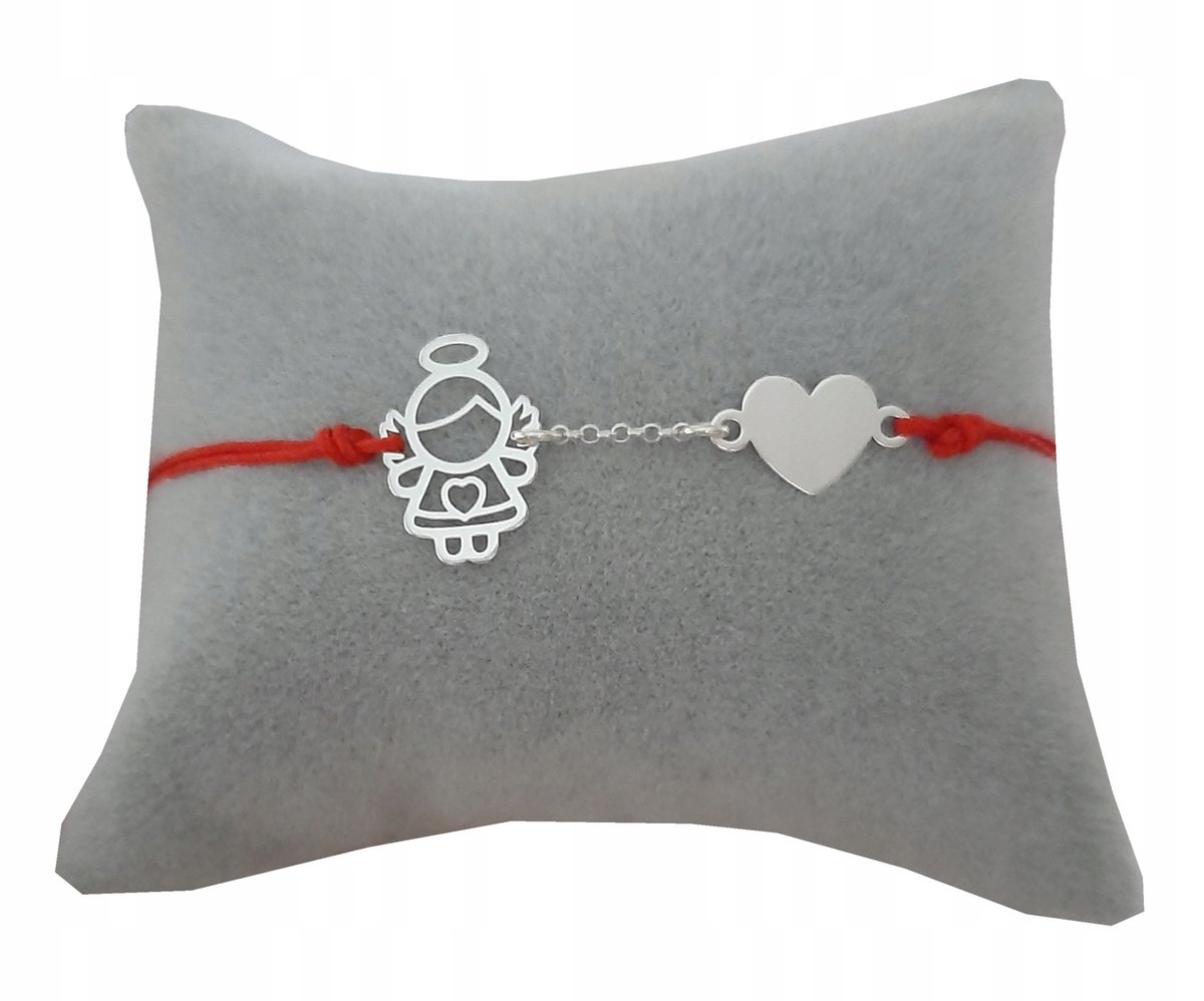 BRANSOLETKA SZNURKOWA ANIOŁEK GRAWER KOMUNIA SR925