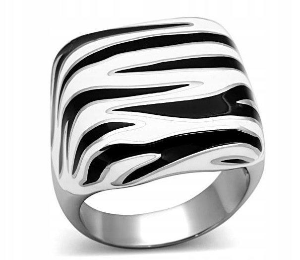 Pierścionek zebra stal 316 L chirurgiczna 14 15 16