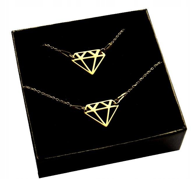 Komplet DIAMENT srebro pozłacane 24K