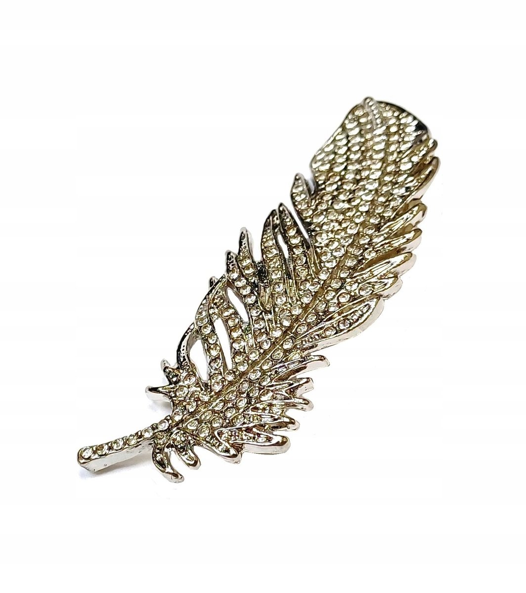 NOWA PRZYPINKA BROCHA BROSZKA WISIOREK - PIÓRO, PIÓRKO W CEKINY