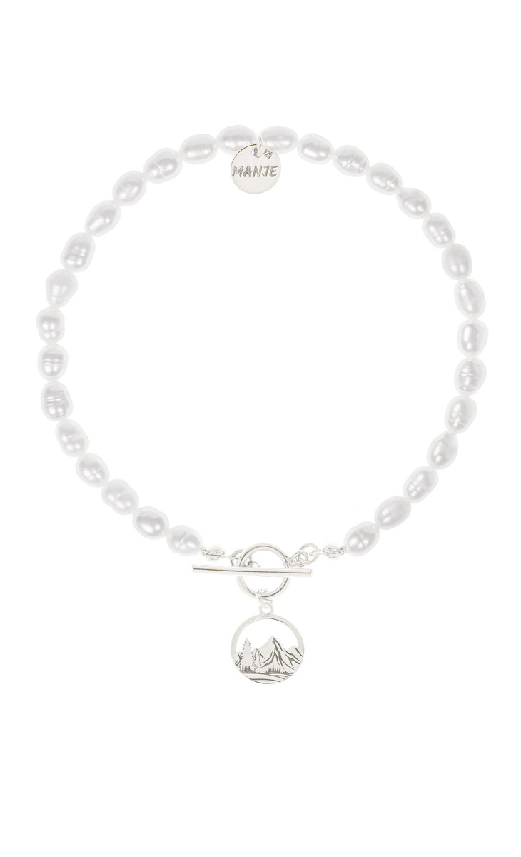 Bransoletka z pereł ze srebrnymi górami 16 cm