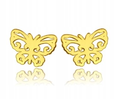 ZŁOTE KOLCZYKI CELEBRYTKI MOTYLKI SZTYFTY SR925