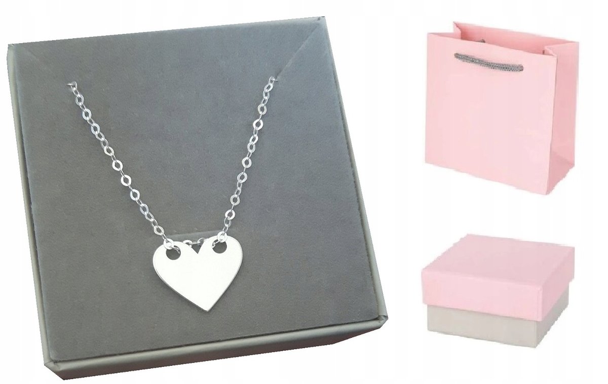 Naszyjnik srebrny SERCE z GRAWEREM 925 WALENTYNKI