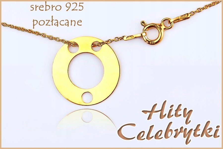 Naszyjnik kółko 2 CELEBRYTKA srebro 925 złocone