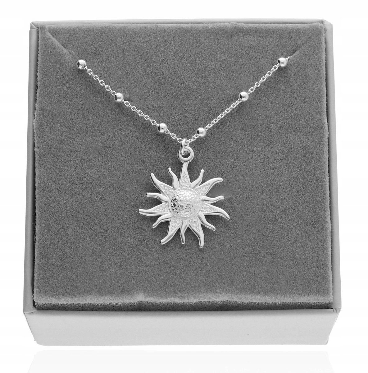 Srebrny łańcuszek kulkowy słońce talizman słoneczko srebro 925 40 cm