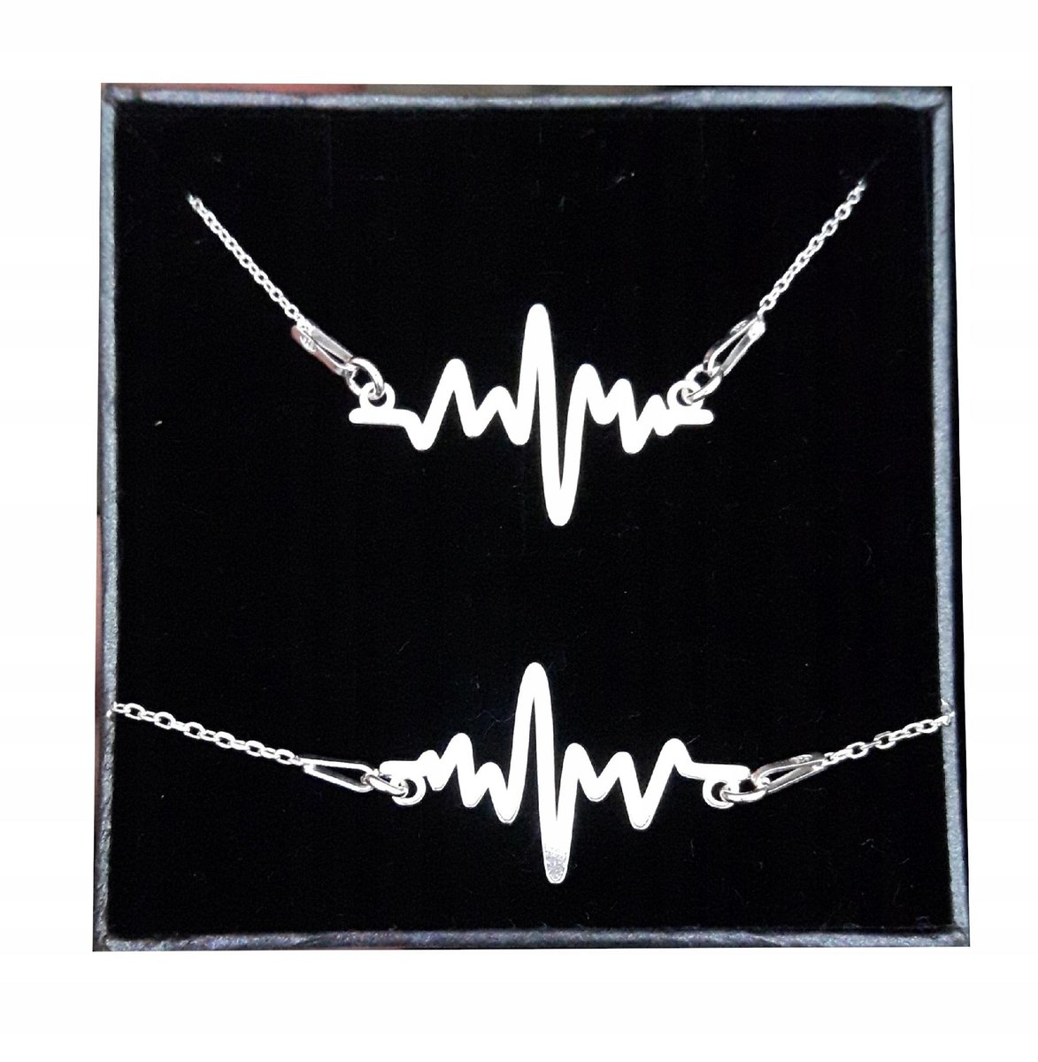 KOMPLET biżuterii srebrnej linia życia serca PULS