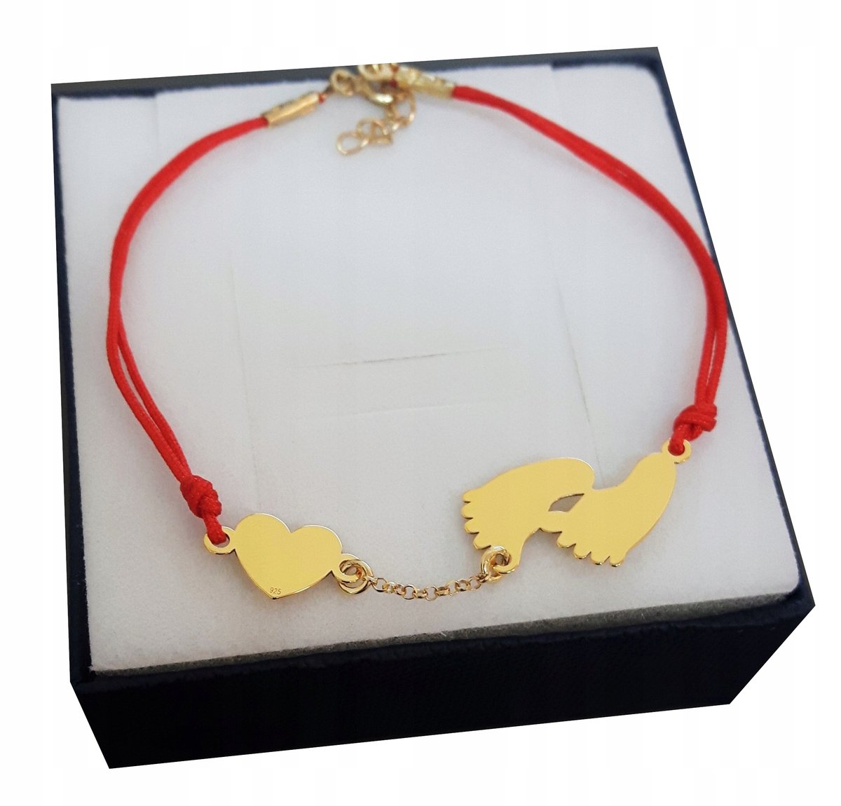 Złota bransoletka STÓPKI SERCE GRAWER SREBRO 925