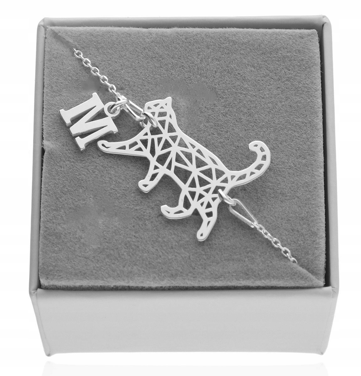 Srebrna bransoletka kot kotek origami litera LITERKA PUDEŁKO SREBRO 925