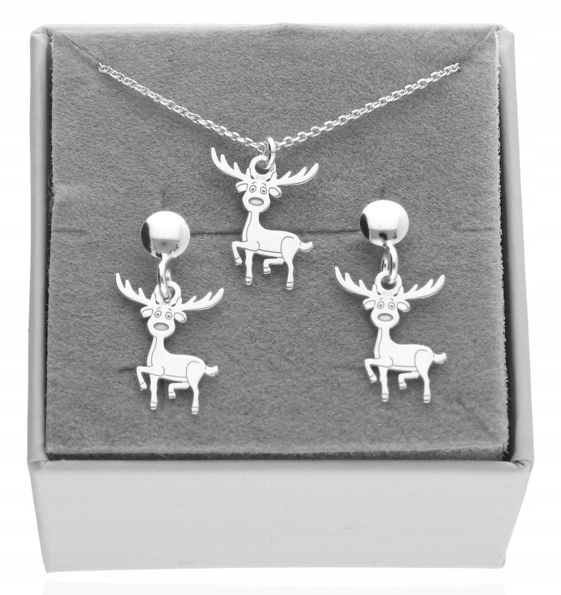 Srebrny komplet bizuterii RENIFER reniferek z reniferkiem srebro 925