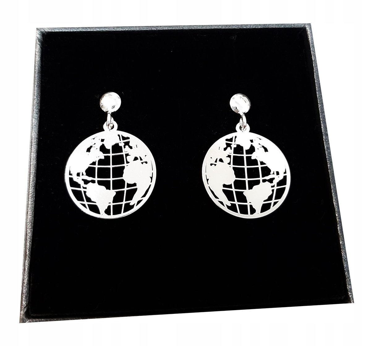 Kolczyki celebrytki ziemia kula ziemska srebro 925