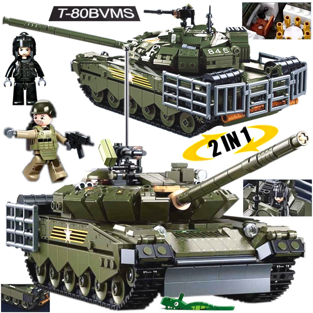 Klocki czołg wojskowy, 2w1opak. T80BVMS Armia Figurki