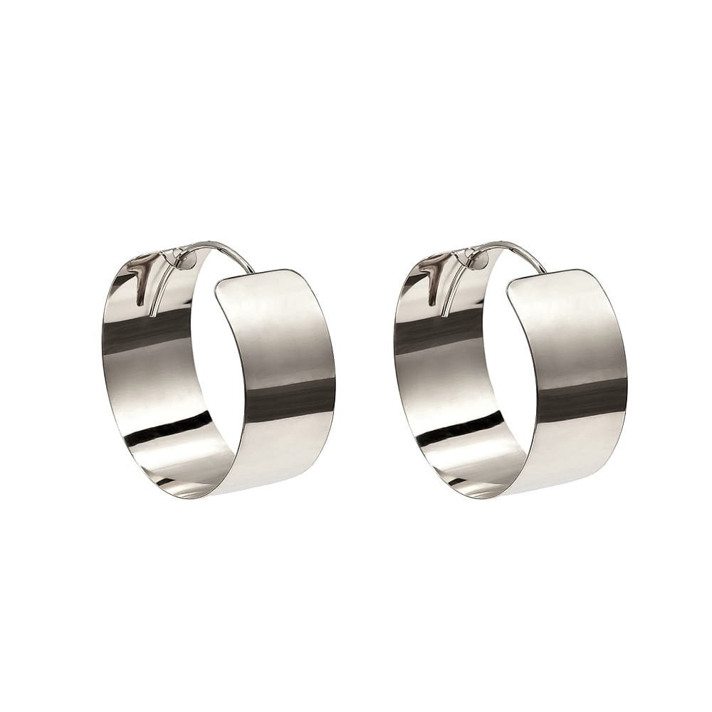 Srebrne kolczyki szerokie kółka gładkie błyszczące pr925