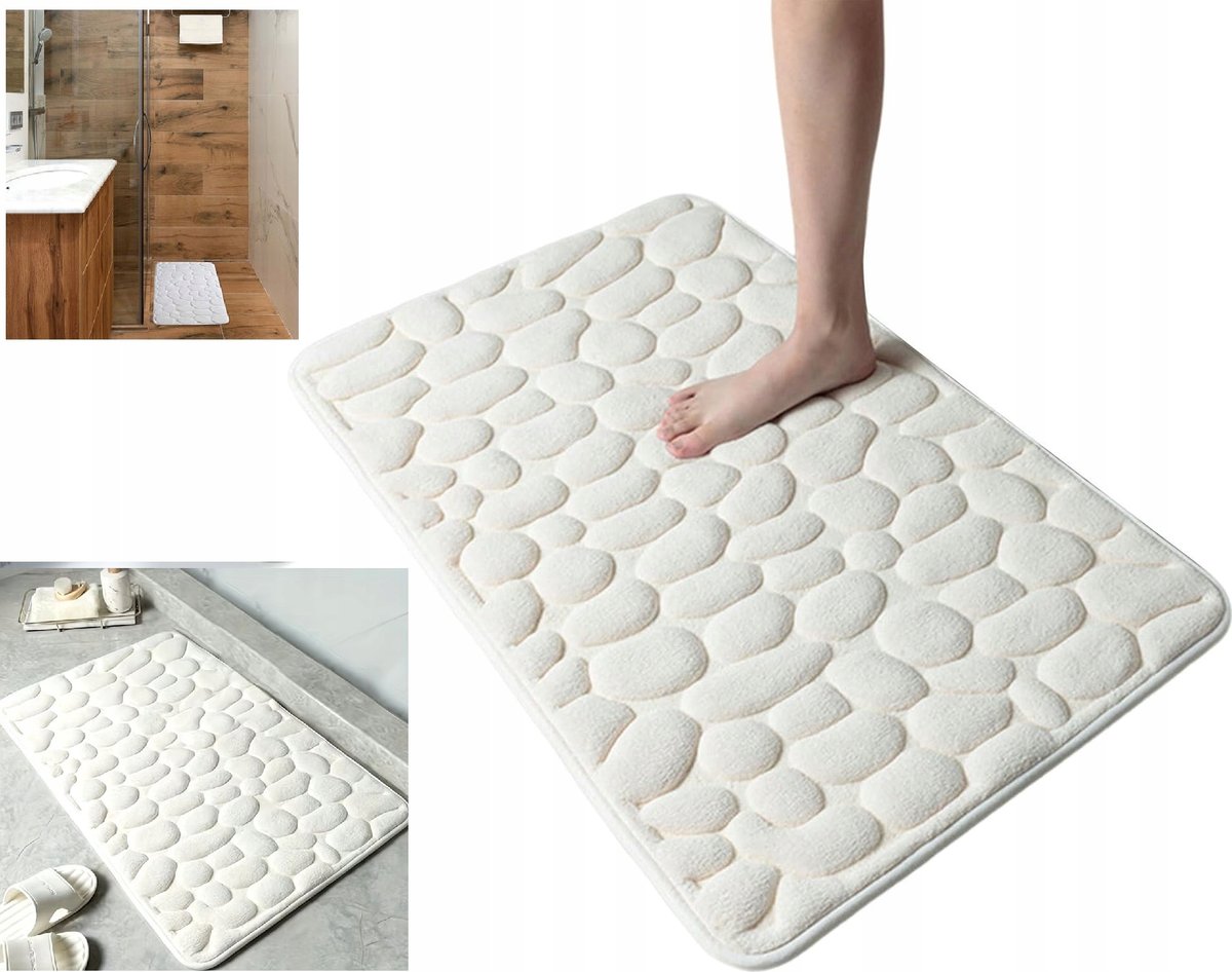 Dywanik Łazienkowy Miękki Szybkoschnący Biała Antypoślizgowy 40X60Cm Mata