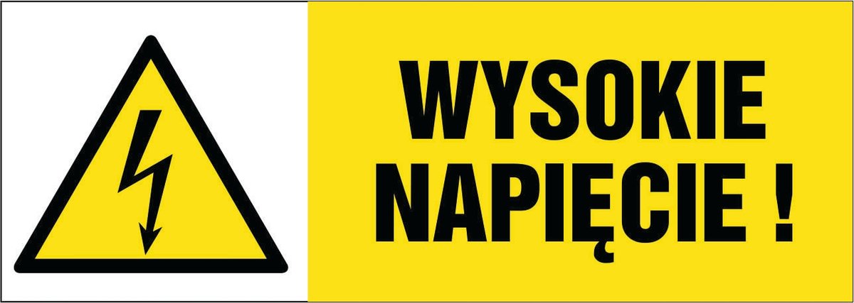 Tabliczka: Wysokie napięcie 21x60cm PCV 3mm
