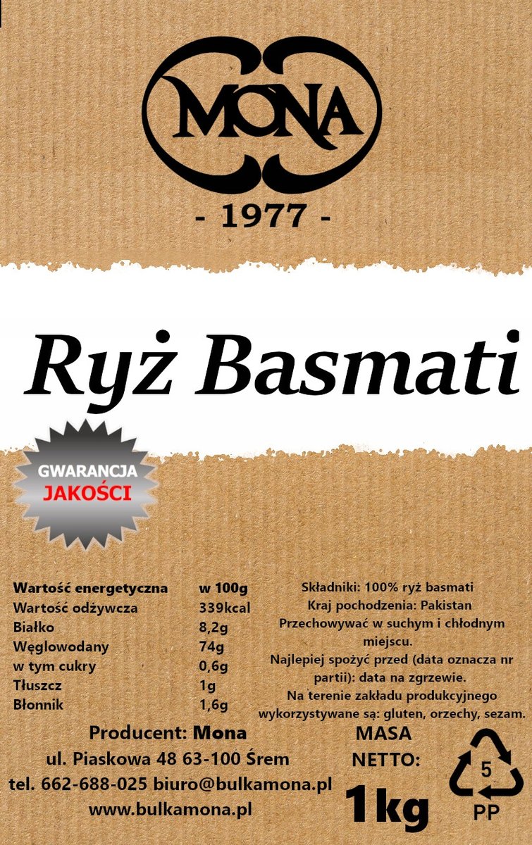 Ryż Basmati MONA 5kg PREMIUM