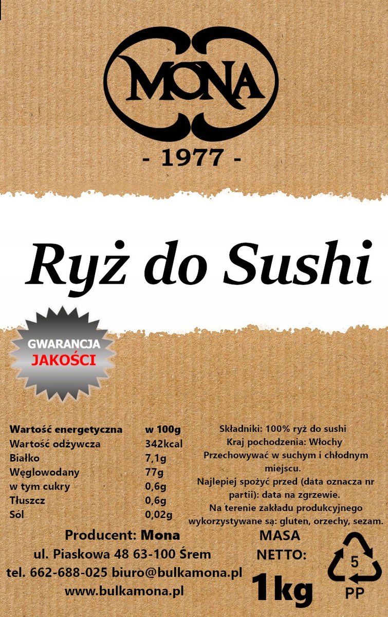 Ryż do SUSHI shari MONA 5kg PREMIUM
